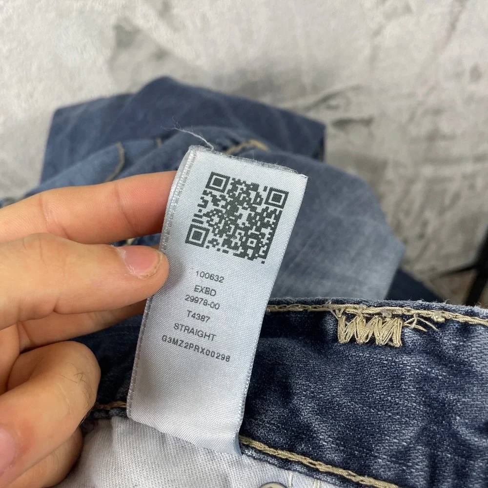 True Religion Straight Jeans Mens 36 Blue Pre-owned Thick Stitch Flap